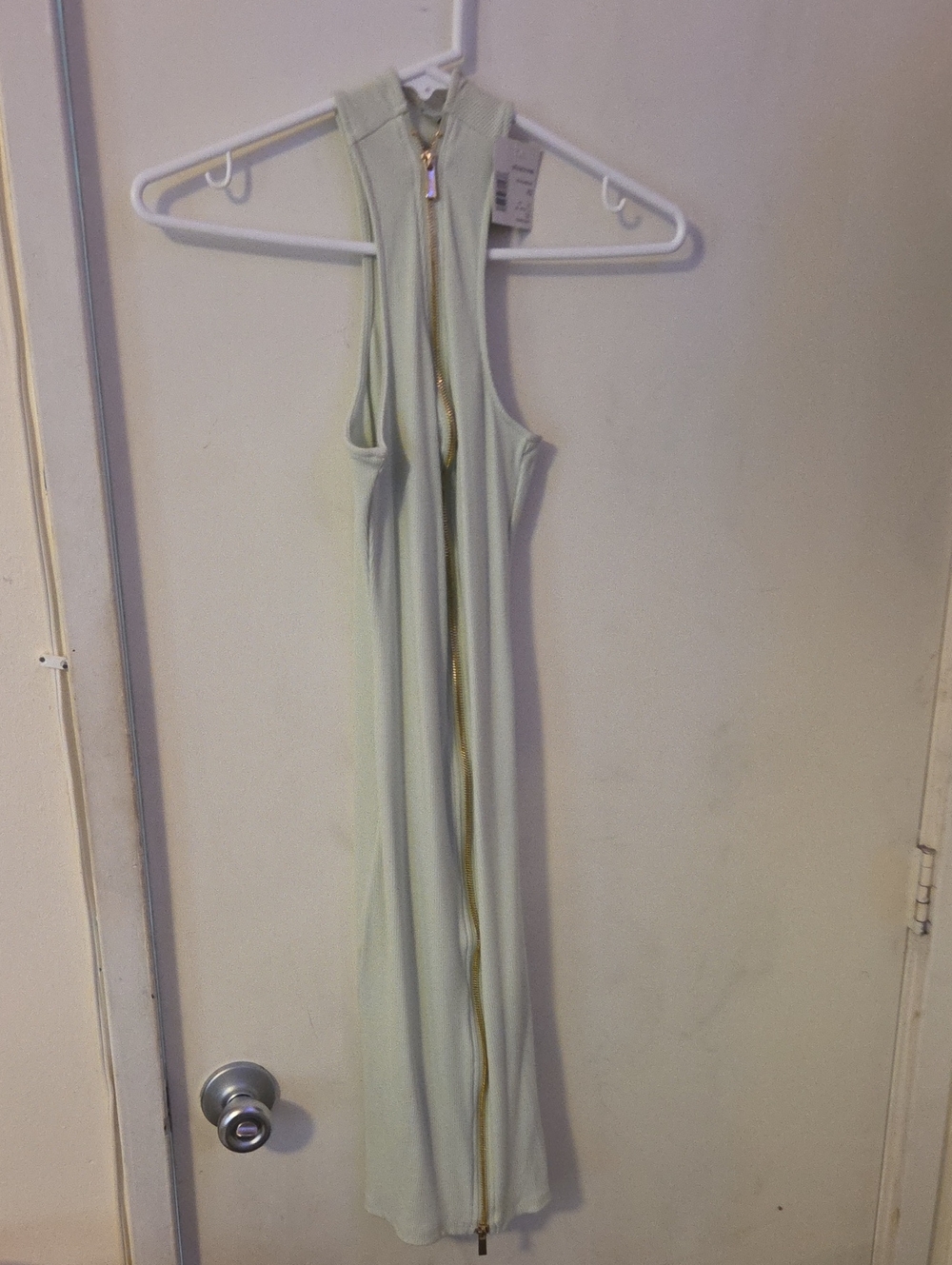 GBG Los Angeles Pale Mint Midi Dress with Gold Zipper